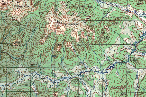 Уменьшенный фрагмент представленной топографической карты N-49-27 - Trasa.ru