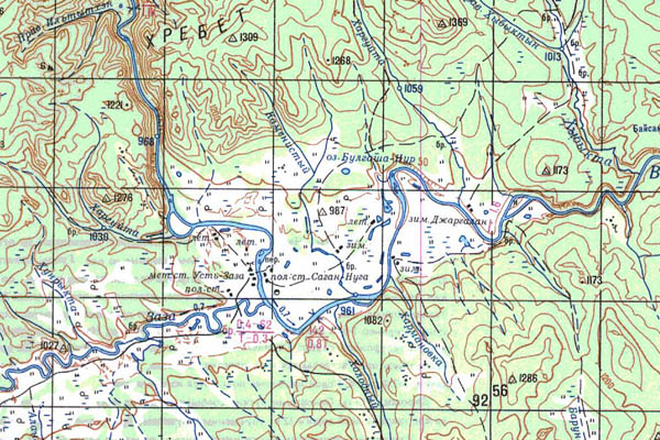 Уменьшенный фрагмент представленной топографической карты N-49-28 - Trasa.ru
