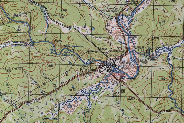 Уменьшенный фрагмент представленной топографической карты N-49-29 - Trasa.ru