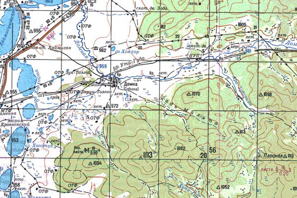 Уменьшенный фрагмент представленной топографической карты N-49-34 - Trasa.ru