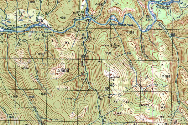 Уменьшенный фрагмент представленной топографической карты N-50-04 - Trasa.ru
