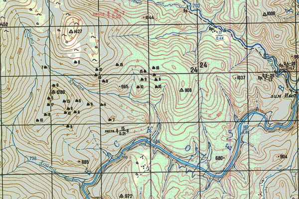 Уменьшенный фрагмент представленной топографической карты N-50-08 - Trasa.ru