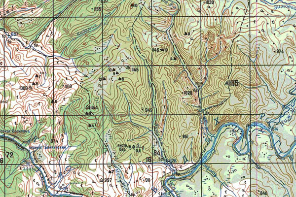 Уменьшенный фрагмент представленной топографической карты N-50-09 - Trasa.ru
