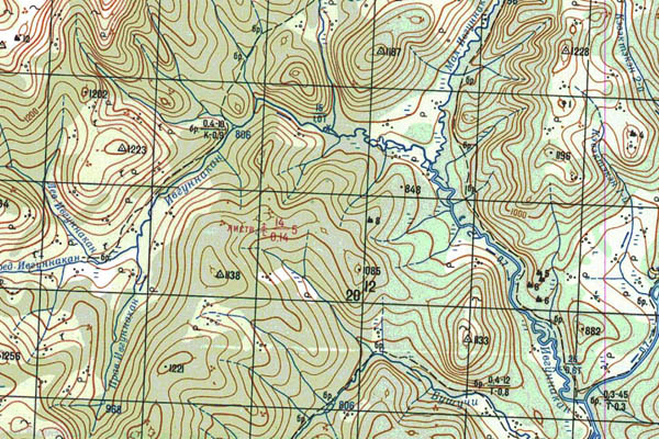 Уменьшенный фрагмент представленной топографической карты N-50-11 - Trasa.ru