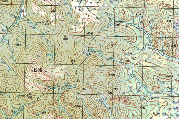 Уменьшенный фрагмент представленной топографической карты N-50-17 - Trasa.ru