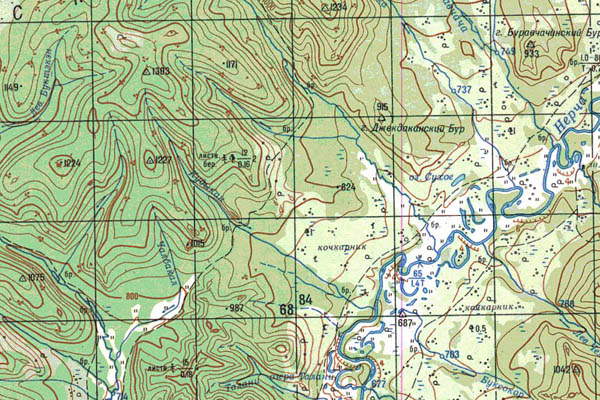 Уменьшенный фрагмент представленной топографической карты N-50-21 - Trasa.ru