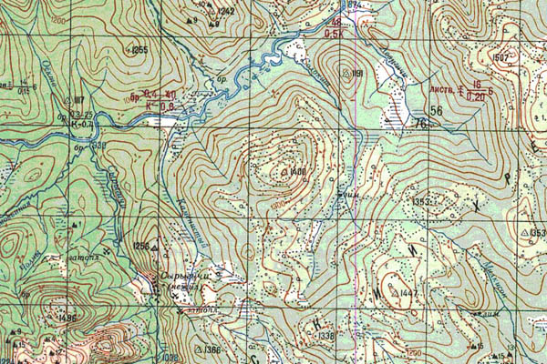 Уменьшенный фрагмент представленной топографической карты N-50-22 - Trasa.ru