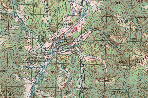 Уменьшенный фрагмент представленной топографической карты N-50-23 - Trasa.ru