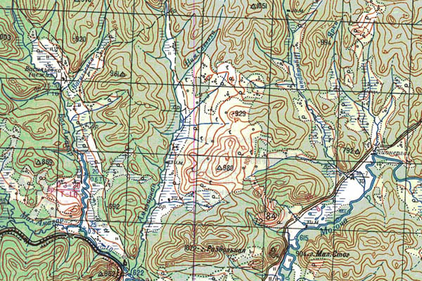 Уменьшенный фрагмент представленной топографической карты N-50-24 - Trasa.ru