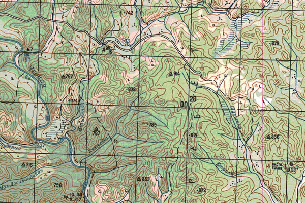 Уменьшенный фрагмент представленной топографической карты N-50-29 - Trasa.ru