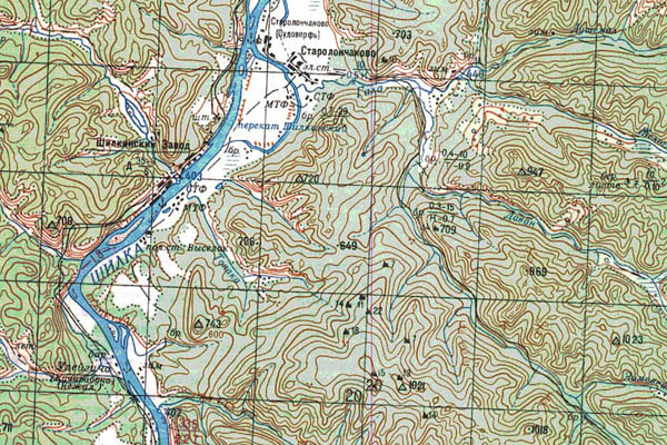 Уменьшенный фрагмент представленной топографической карты N-50-35 - Trasa.ru