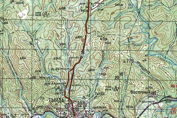 Уменьшенный фрагмент представленной топографической карты N-51-11 - Trasa.ru