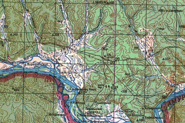 Уменьшенный фрагмент представленной топографической карты N-51-29 - Trasa.ru