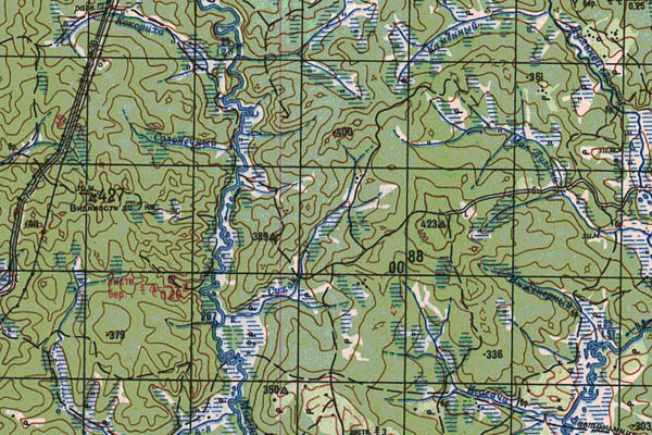 Уменьшенный фрагмент представленной топографической карты N-51-30 - Trasa.ru