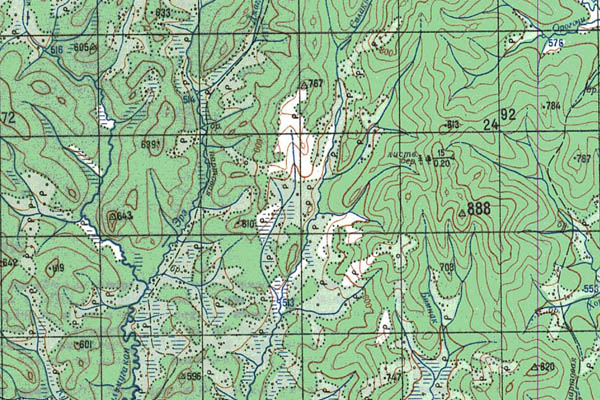 Уменьшенный фрагмент представленной топографической карты N-52-09 - Trasa.ru