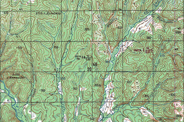 Уменьшенный фрагмент представленной топографической карты N-52-10 - Trasa.ru