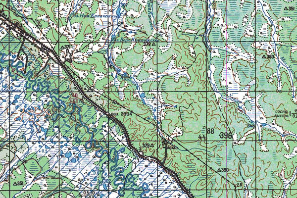 Уменьшенный фрагмент представленной топографической карты N-52-15 - Trasa.ru
