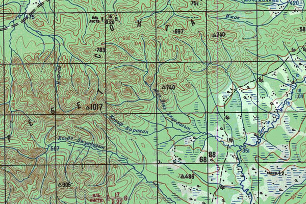 Уменьшенный фрагмент представленной топографической карты N-52-21 - Trasa.ru