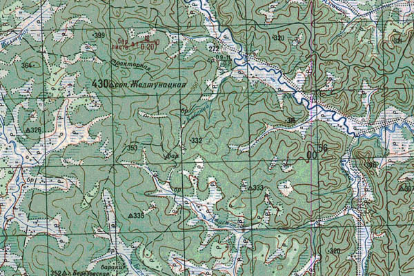 Уменьшенный фрагмент представленной топографической карты N-52-25 - Trasa.ru