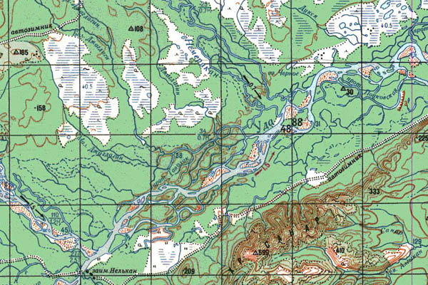 Уменьшенный фрагмент представленной топографической карты N-53-15 - Trasa.ru