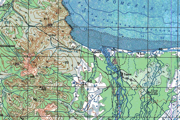 Уменьшенный фрагмент представленной топографической карты N-53-16 - Trasa.ru