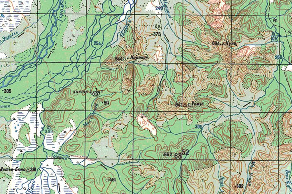 Уменьшенный фрагмент представленной топографической карты N-53-22 - Trasa.ru