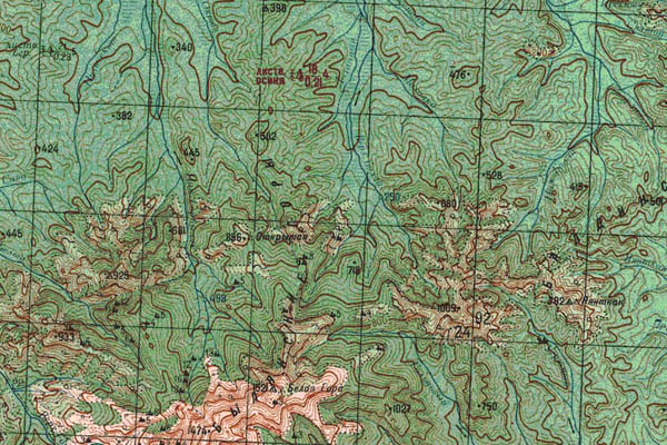 Уменьшенный фрагмент представленной топографической карты N-53-36 - Trasa.ru