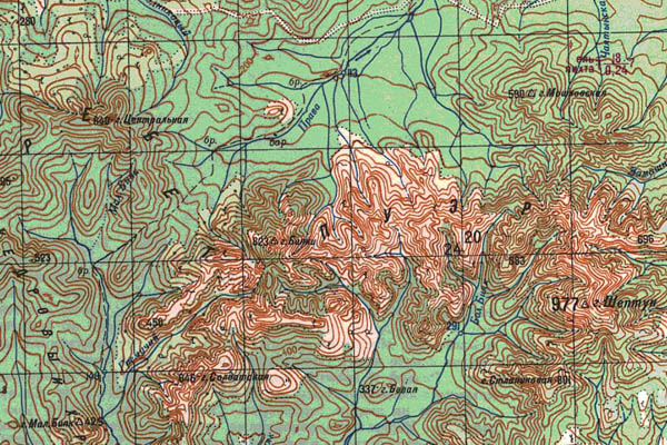 Уменьшенный фрагмент представленной топографической карты N-54-32 - Trasa.ru