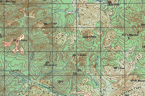 Уменьшенный фрагмент представленной топографической карты N-54-33 - Trasa.ru
