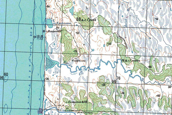 Уменьшенный фрагмент представленной топографической карты N-56-06 - Trasa.ru
