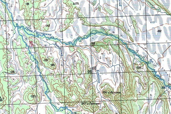 Уменьшенный фрагмент представленной топографической карты N-57-01 - Trasa.ru