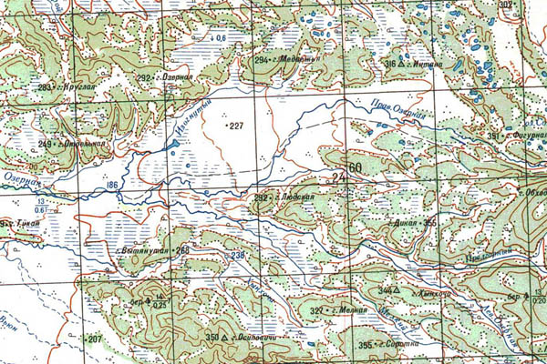 Уменьшенный фрагмент представленной топографической карты N-57-07 - Trasa.ru