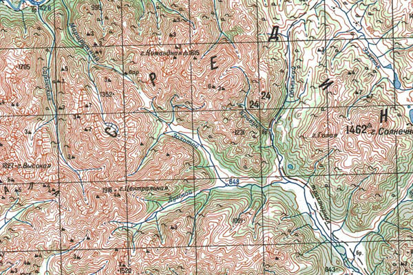 Уменьшенный фрагмент представленной топографической карты N-57-08 - Trasa.ru