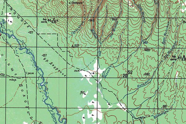 Уменьшенный фрагмент представленной топографической карты N-57-10 - Trasa.ru