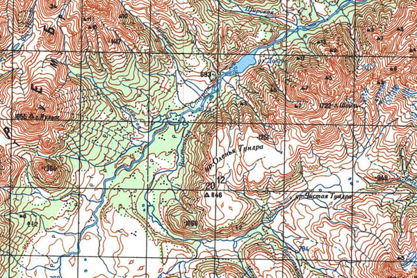 Уменьшенный фрагмент представленной топографической карты N-57-11 - Trasa.ru