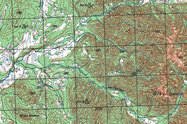 Уменьшенный фрагмент представленной топографической карты N-57-13 - Trasa.ru