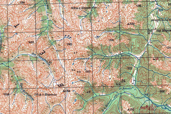 Уменьшенный фрагмент представленной топографической карты N-57-14 - Trasa.ru