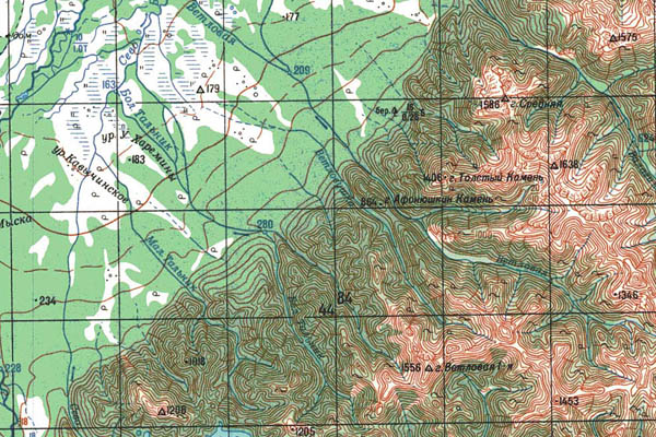 Уменьшенный фрагмент представленной топографической карты N-57-15 - Trasa.ru