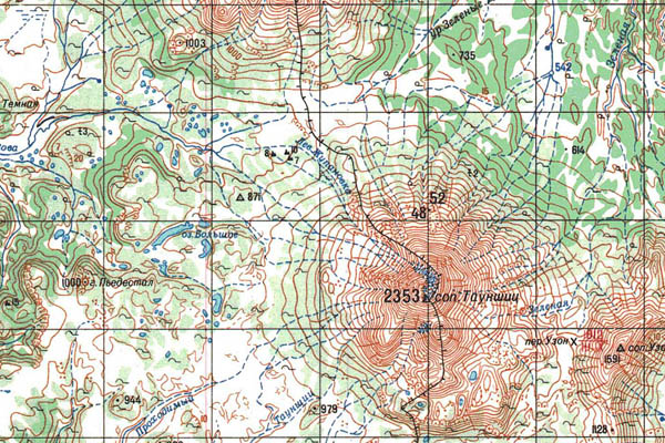 Уменьшенный фрагмент представленной топографической карты N-57-16 - Trasa.ru