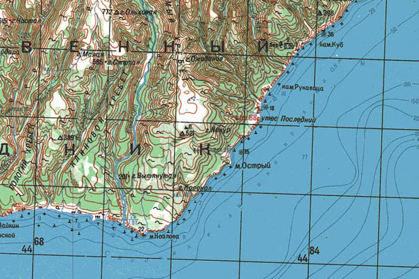 Уменьшенный фрагмент представленной топографической карты N-57-18 - Trasa.ru