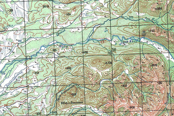 Уменьшенный фрагмент представленной топографической карты N-57-19 - Trasa.ru