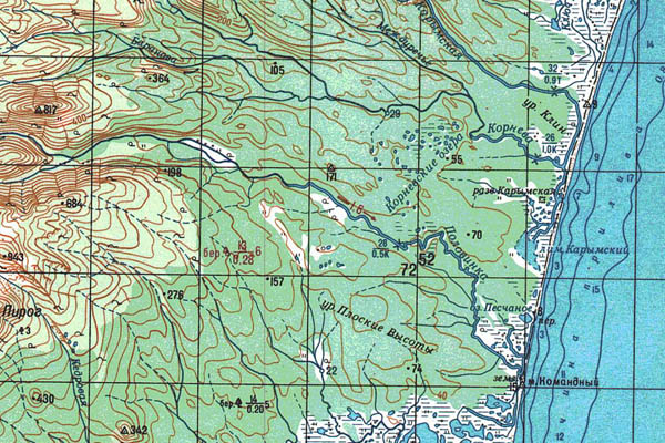 Уменьшенный фрагмент представленной топографической карты N-57-22 - Trasa.ru
