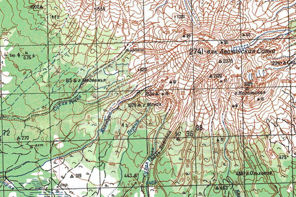 Уменьшенный фрагмент представленной топографической карты N-57-27 - Trasa.ru