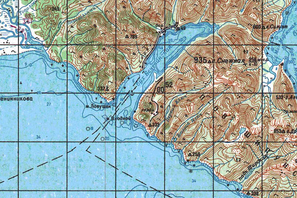 Уменьшенный фрагмент представленной топографической карты N-57-28 - Trasa.ru