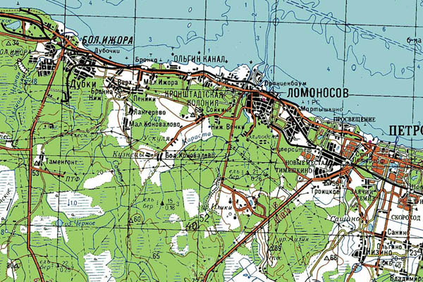 Уменьшенный фрагмент представленной топографической карты O-35-06 - Trasa.ru
