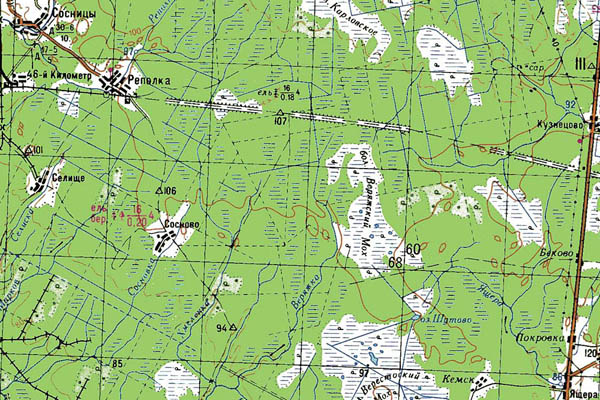 Уменьшенный фрагмент представленной топографической карты O-35-12 - Trasa.ru