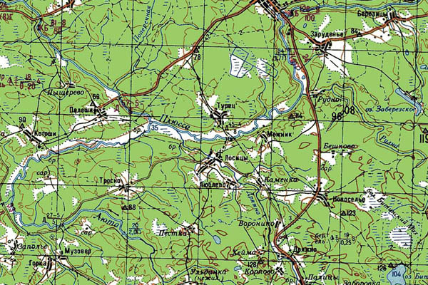Уменьшенный фрагмент представленной топографической карты O-35-17 - Trasa.ru