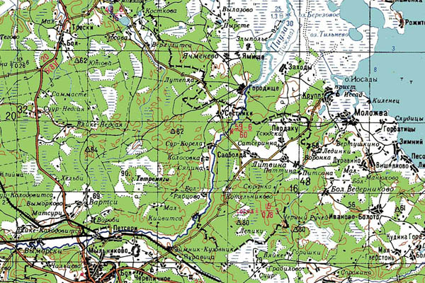 Уменьшенный фрагмент представленной топографической карты O-35-22 - Trasa.ru