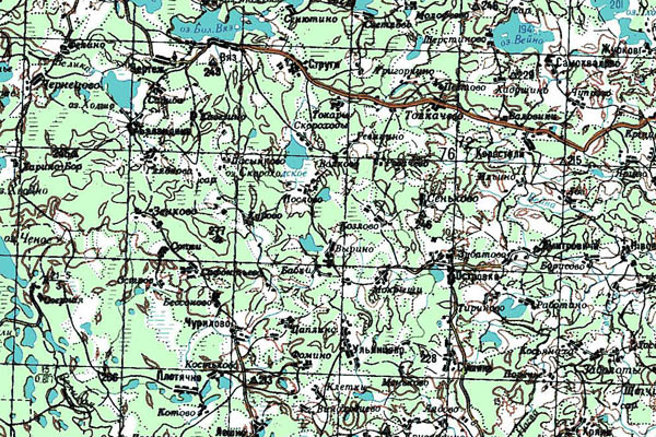 Уменьшенный фрагмент представленной топографической карты O-35-36 - Trasa.ru