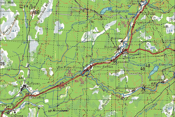 Уменьшенный фрагмент представленной топографической карты O-36-04 - Trasa.ru